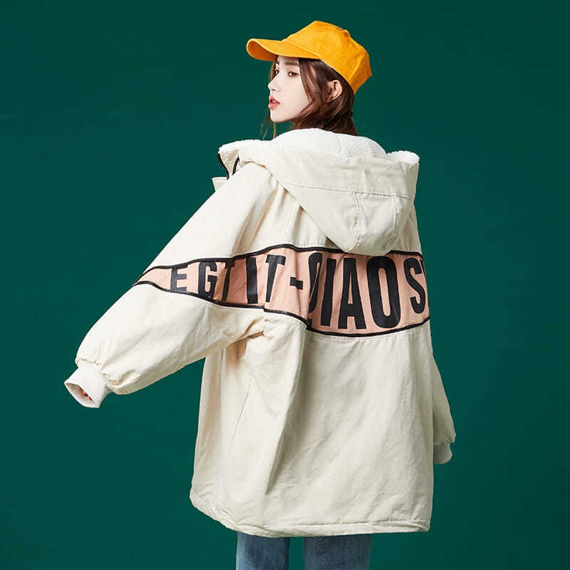 Áo Khoác Có Mũ Bằng Lông Cừu Dày Dặn Phong Cách Hàn Quốc 2020 Cho Nữ