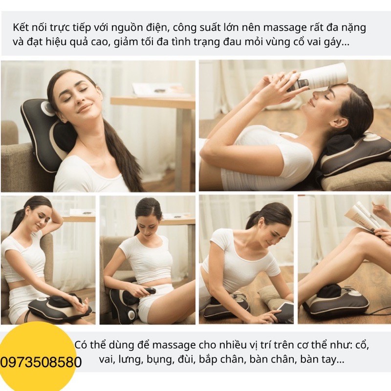 Gối massage hồng ngoại Máy mát xa kết hợp máy đấm lưng cực khoẻ