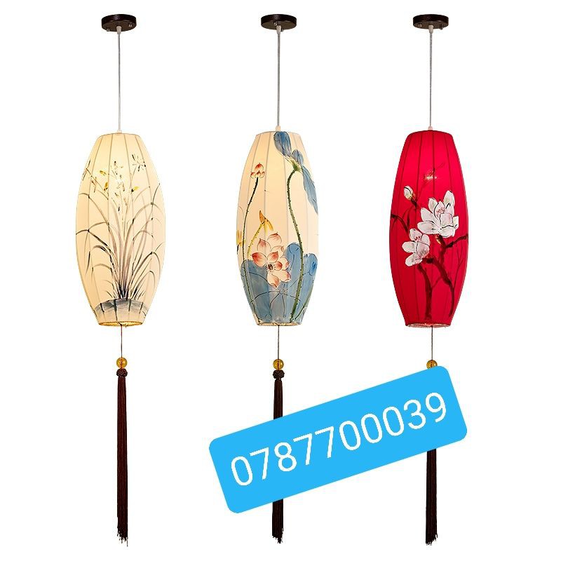 Lồng đèn Hội An treo trần 40cm vẽ tay