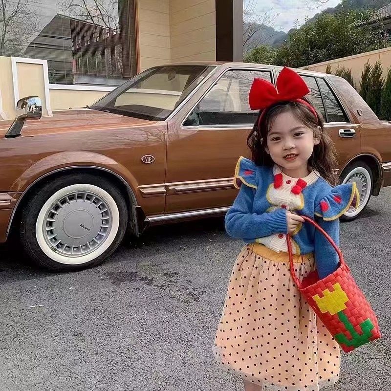 Áo Khoác Cardigan Dệt Kim In Hình Bạch Tuyết Thời Trang Thu Đông 2022 Phong Cách Hàn Quốc Cho Bé Gái