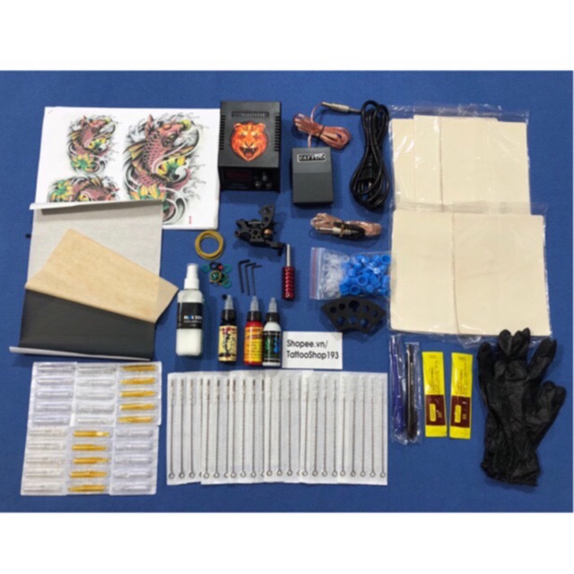 Bộ kit 1 máy xăm da thật  (phát mẫu máy ngẫu nhiên )