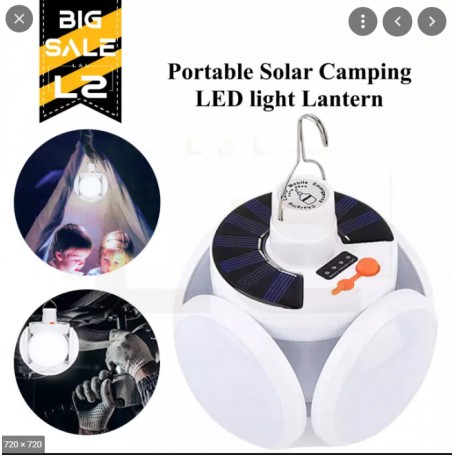 Bóng đèn tích điện năng lượng mặt trời hình trái banh 4 cánh có sạc