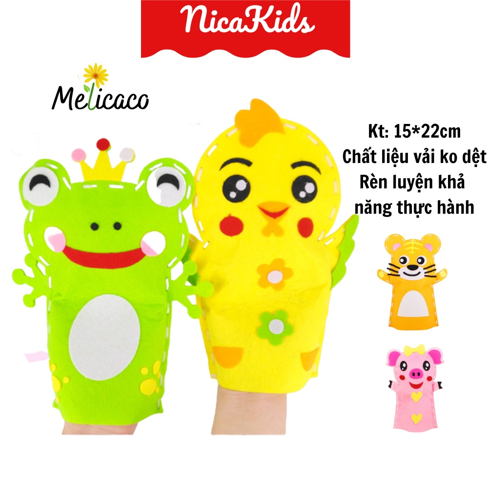 Nguyên liệu đầy đủ làm Con rối thú  bàn tay thủ công Melicaco