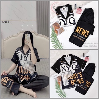 Đồ mặc nhà pijama đồ ngủ lụa latin mango tay ngắn/tay dài freesize 40-58kg