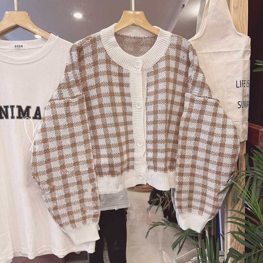 Áo Croptop Cardigan Len Kẻ Nhiều Màu Chất Len Dày Mịn Đẹp, Labibi