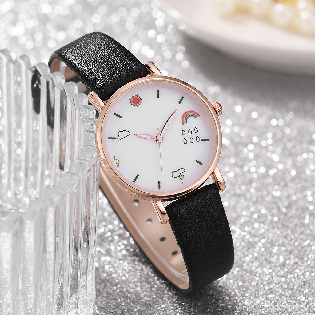 Đồng Hồ Quartz Chạy Kim Màu Hồng / Đen Kiểu Hàn Quốc