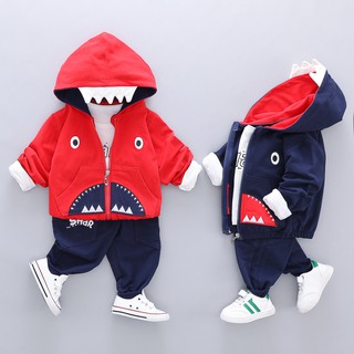 Sét bộ 3 chi tiết  bé trai nhí họa tiết cá mập size 7-15kg BTT16