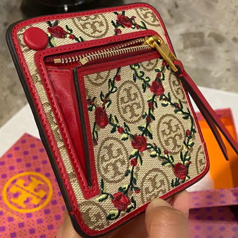 Tb Tory Burch Thêu Vintage Ngắn Ví Ly Hợp Nữ Đựng Thẻ