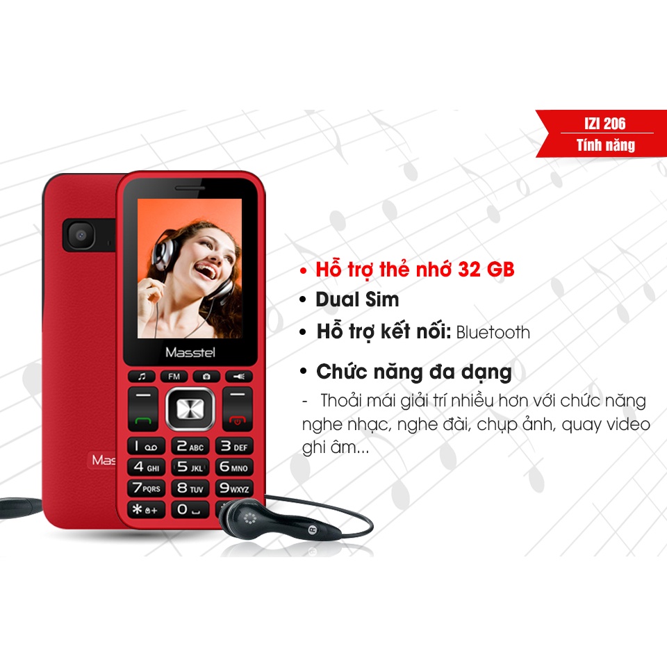 Điện thoại Phổ Thông masstel izi 206,220, izi 280 chữ to, pin khoẻ -mới chính hãng bảo hành 12 tháng | BigBuy360 - bigbuy360.vn