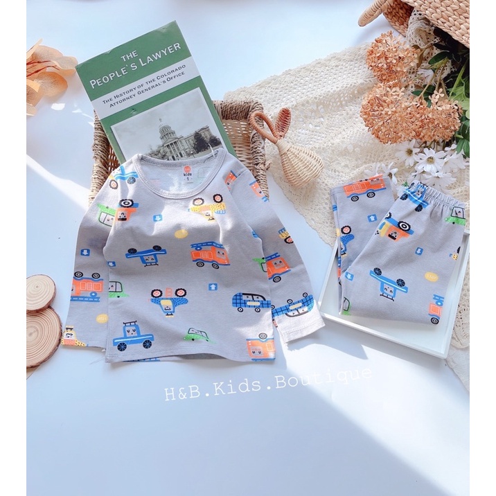 Bộ Cotton Dài Tay Xuất Hàn Mẫu Thu Đông Mới Nhất 2021 Cho Bé Gái, Bé Trai 7-18kg