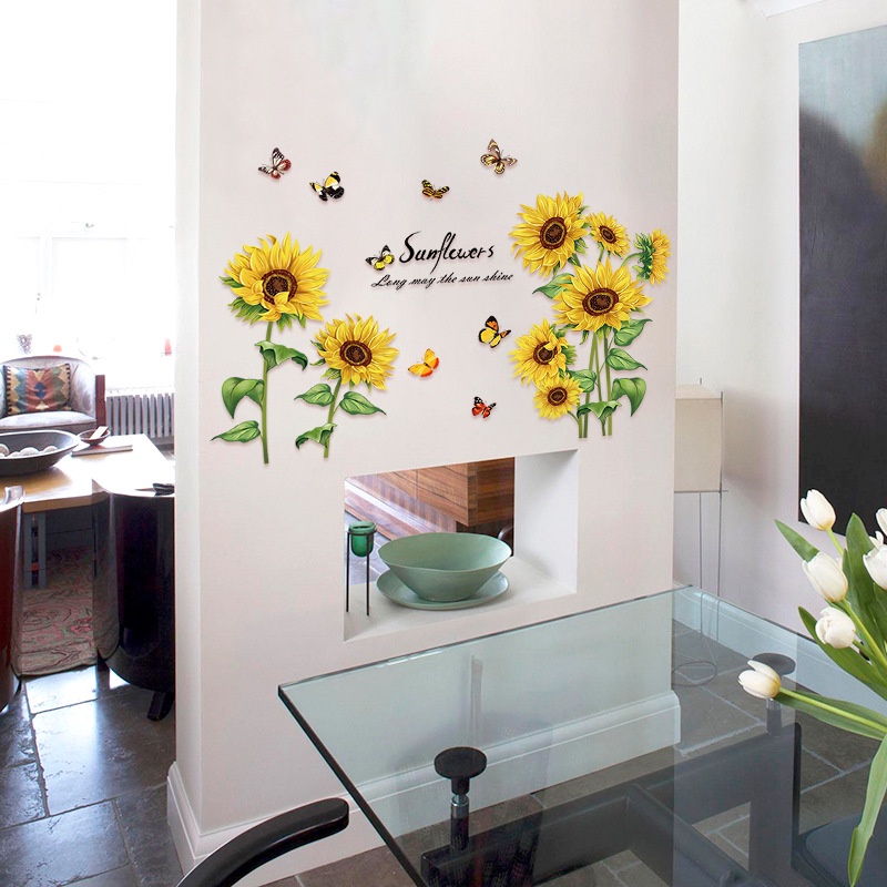 Decal Hoa hướng dương dán trang trí tường mẫu số 2 - AmyShop