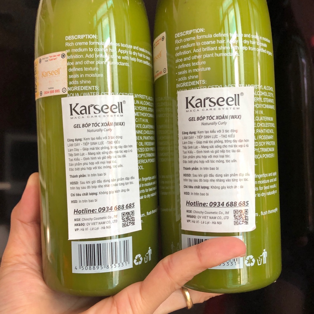 GEL KARSEELL GIỮ NẾP TÓC UỐN XOĂN NATURALLY CURLY 500ML