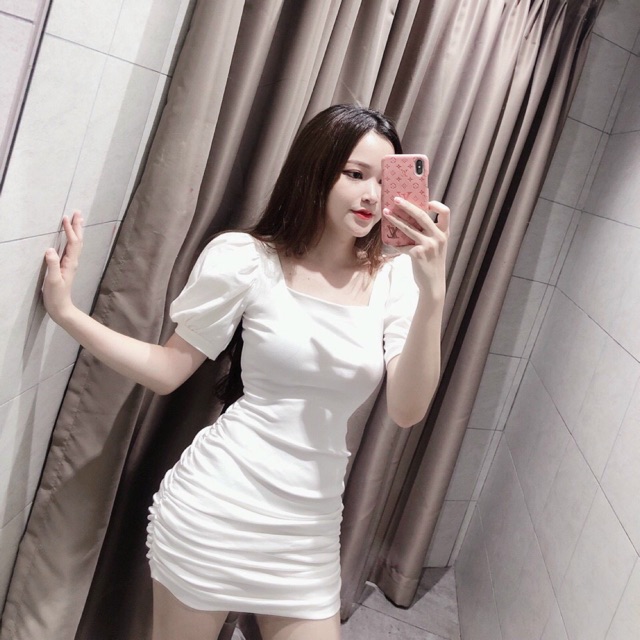 Đầm body tay phồng