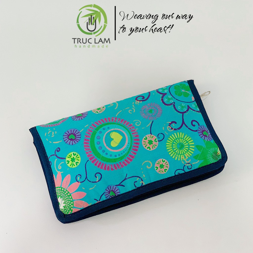 Ví Gấp Cầm Tay Nữ Vải Cotton Họa Tiết Nhiều Màu Sắc Trúc Lâm Handmade
