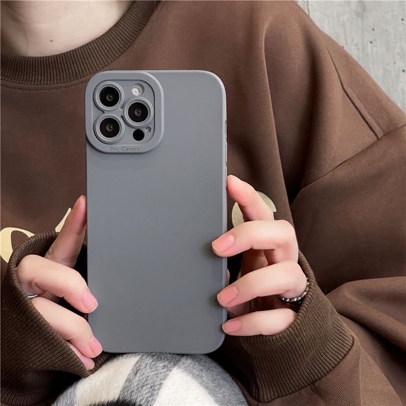 Ốp Điện Thoại TPU Dẻo Màu Xám Họa Tiết Logo Thời Trang Chống Bụi Bẩn Cho IPhone 13 12 11 Pro Max X XS XR 8 7 Plus