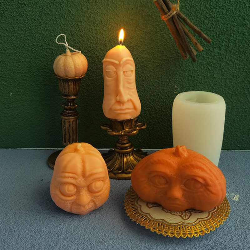 Khuôn Làm Xà Phòng Sáp Thơm Hình Bí Ngô Halloween 3D DIY