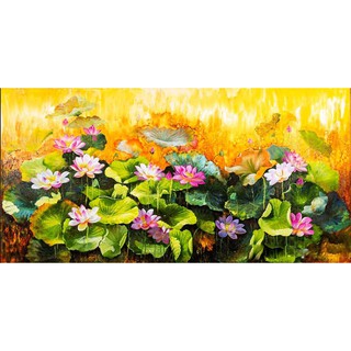 tranh đính đá kim cương 5D ，Trang trí phòng khách ,Hoa sen