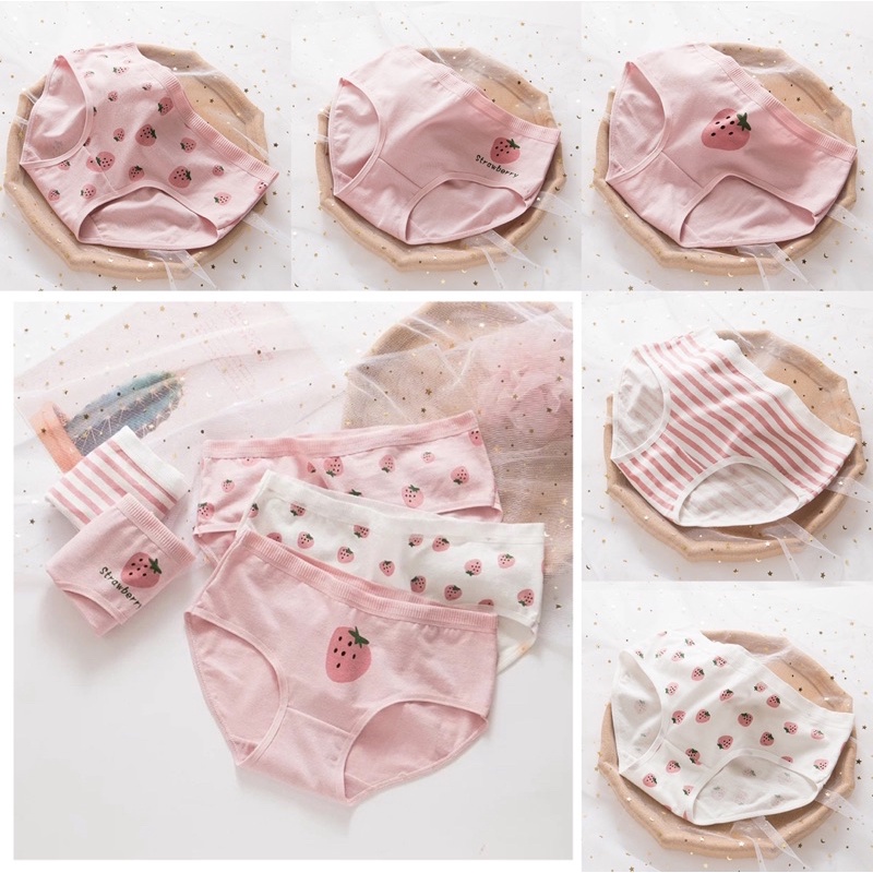 Quần Lót Nữ Cotton Siêu Thoáng Nâng Mông Dâu Tây Siêu xinh  QL08
