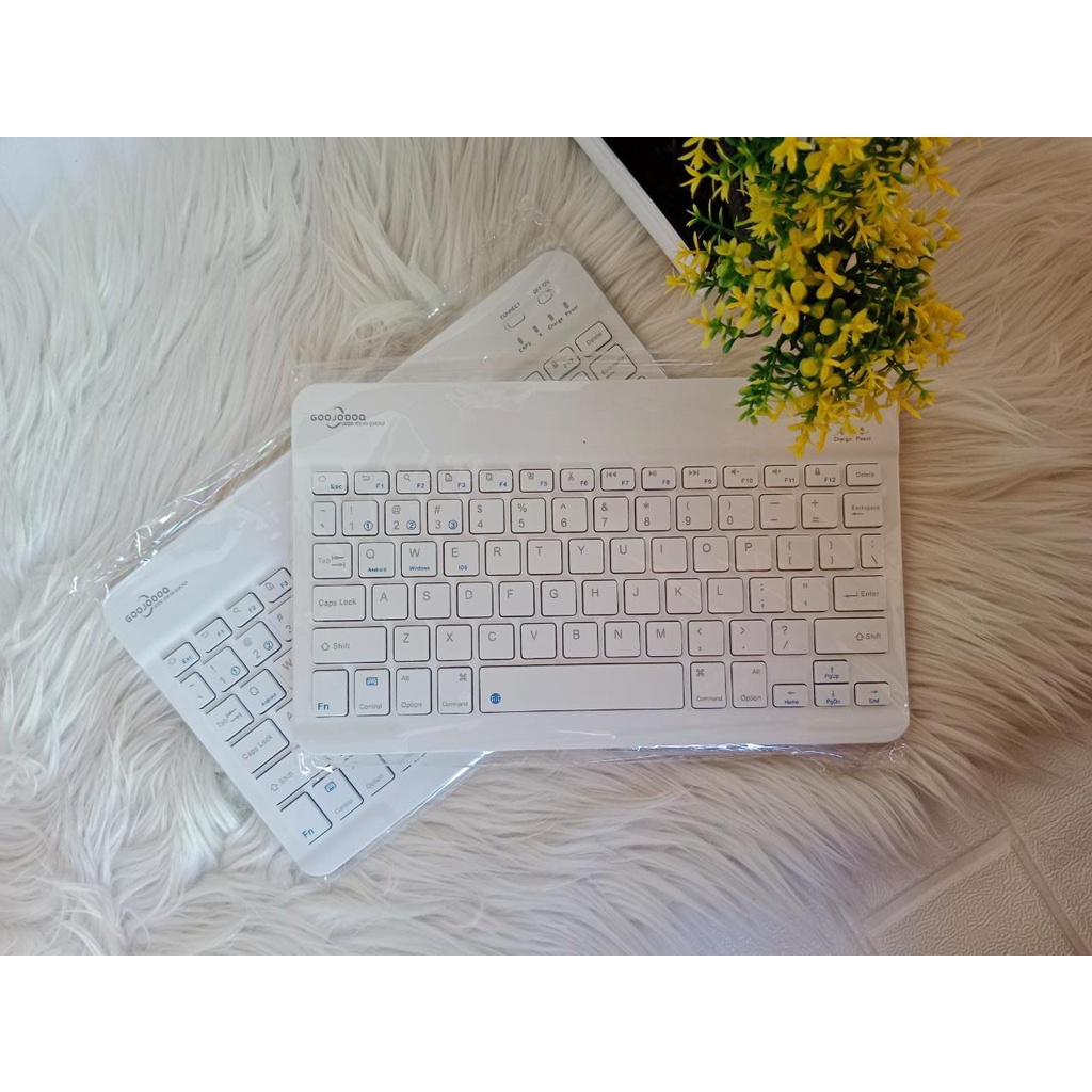 GOOJODOQ Bàn Phím Không Dây 10 inch Kết Nối Bluetooth Siêu Nhẹ Màu Trắng