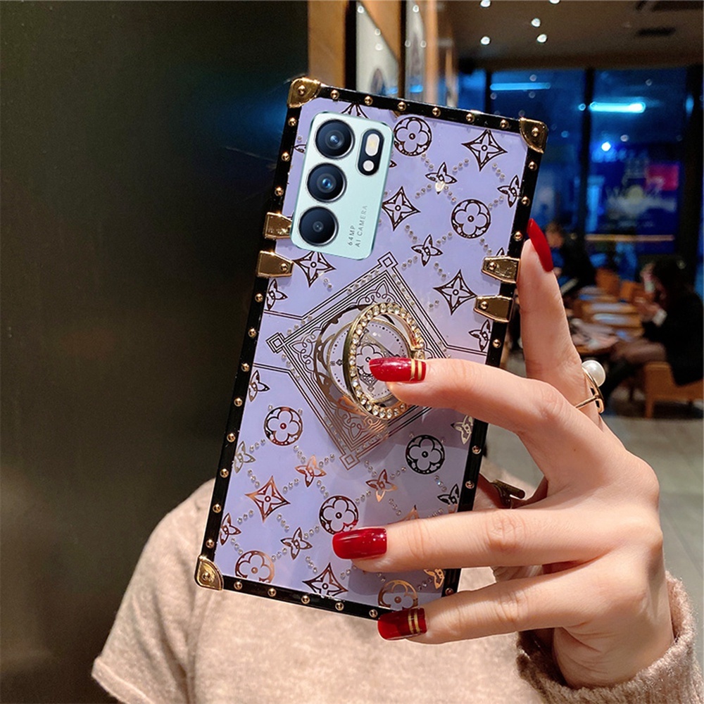 Ốp Điện Thoại Vuông Có Vòng Đỡ Sang Trọng Cho Samsung S21 Ultra S20 S10 S9 Plus Note 20 10 Lite 9 8 +