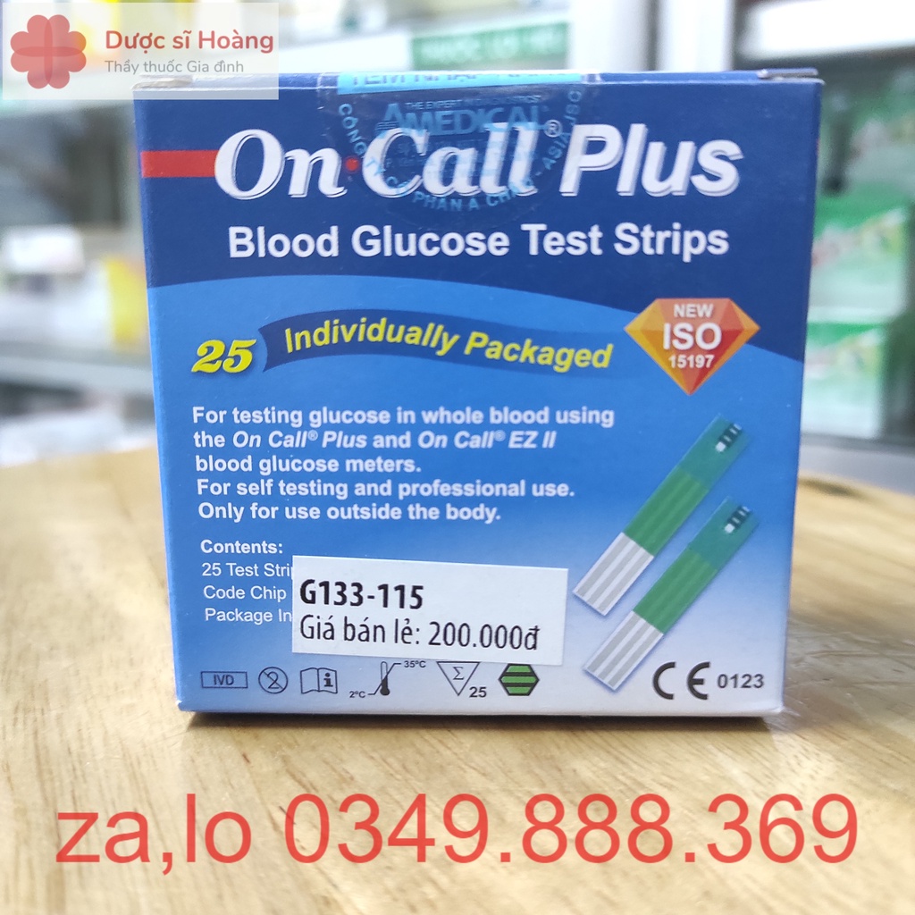 Que thử đường huyết OnCall Plus [Hộp 25 que] - Dùng Cho Máy Đo Đường Huyết On-Call Plus