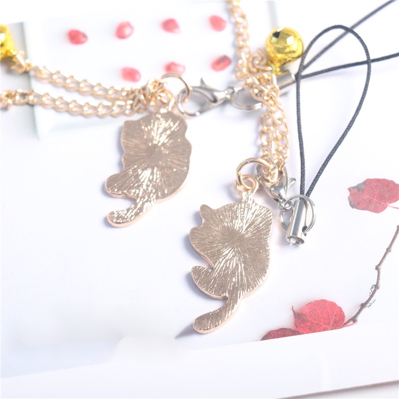 Hàng Mới Về Móc Khóa Điện Thoại Hình Mèo Trắng Đen Mini Dễ Thương