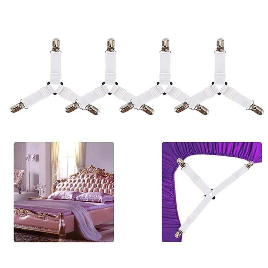 Bộ 4 dây căng ga trải giường 3 kẹp dễ điều chỉnh