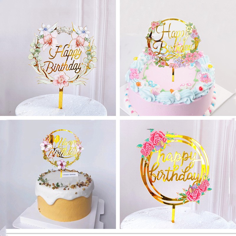 Cake topper decoration party supplies colorful flowers sweetheart creative card high quality brand new spot direct sales