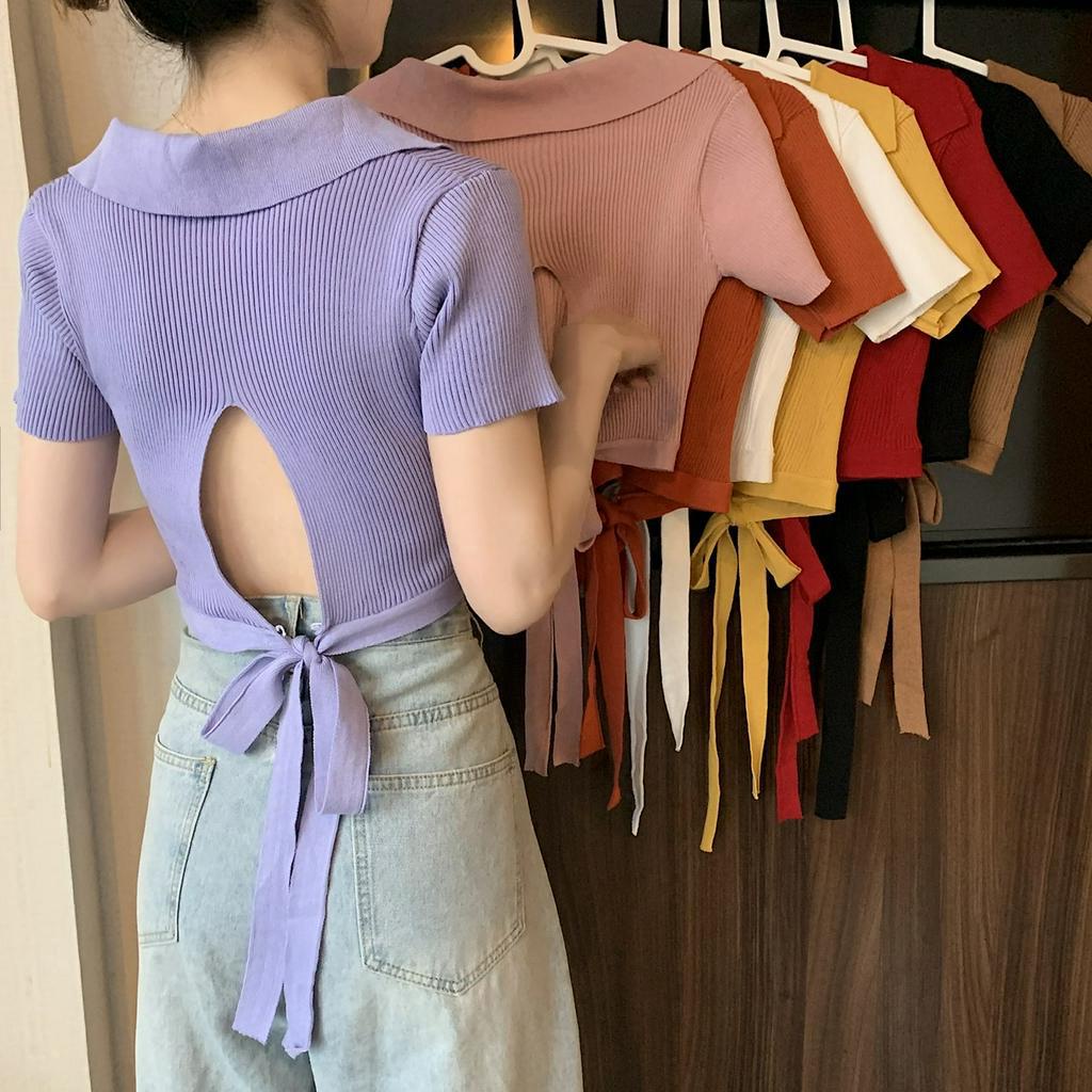 Áo thun ngắn tay cổ tròn thời trang Hàn Quốc dành cho nữ