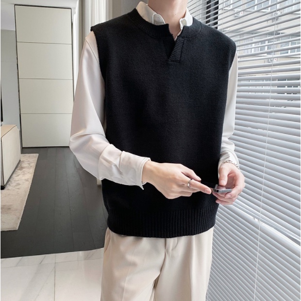 Áo Khoác Ghi Lê Cổ Chữ V Màu Trơn Đơn Giản Thời Trang Dành Cho Nam Nữ Simple Fashion áo vest nam bigsize Hàn Quốc áo cardigan nam from rộng