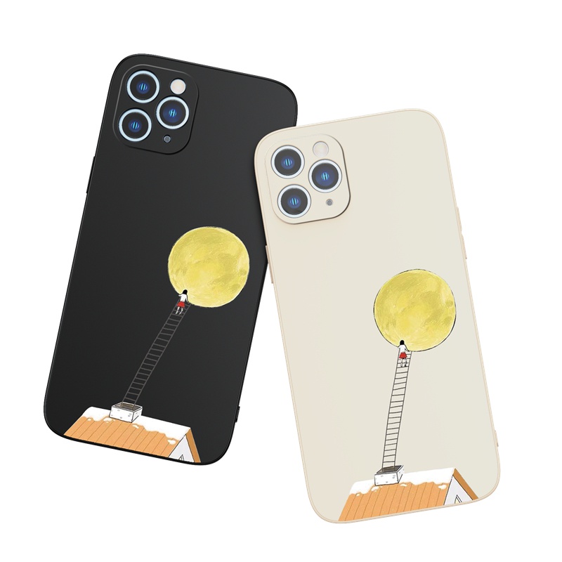 Ốp lưng iphone Ốp điện thoại Suntaiho Silicon mềm in thang và mặt trăng thích hợp cho iPhone 13 12 11 Mini Pro X XR XS Max 7/8 Plus