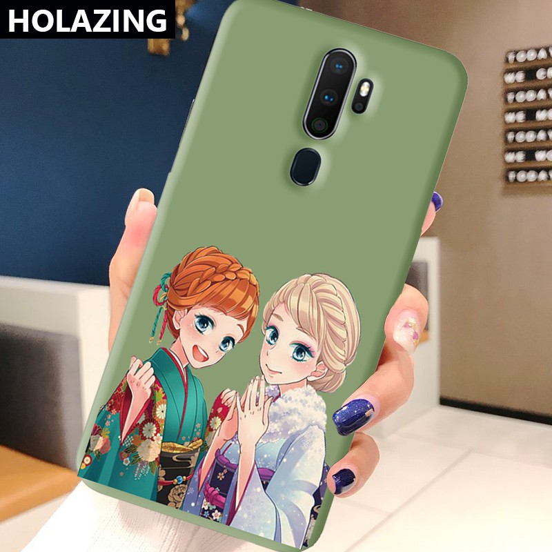 OPPO A15 A32 A33 A9 2020 A5 A3S AX7 AX5S A7 OPPO A53 A31 A91 A12 F11 Pro F9 Candy Color Phone Cases vỏ điện thoại Frozen Elsa and Anna Soft Silicone Cover