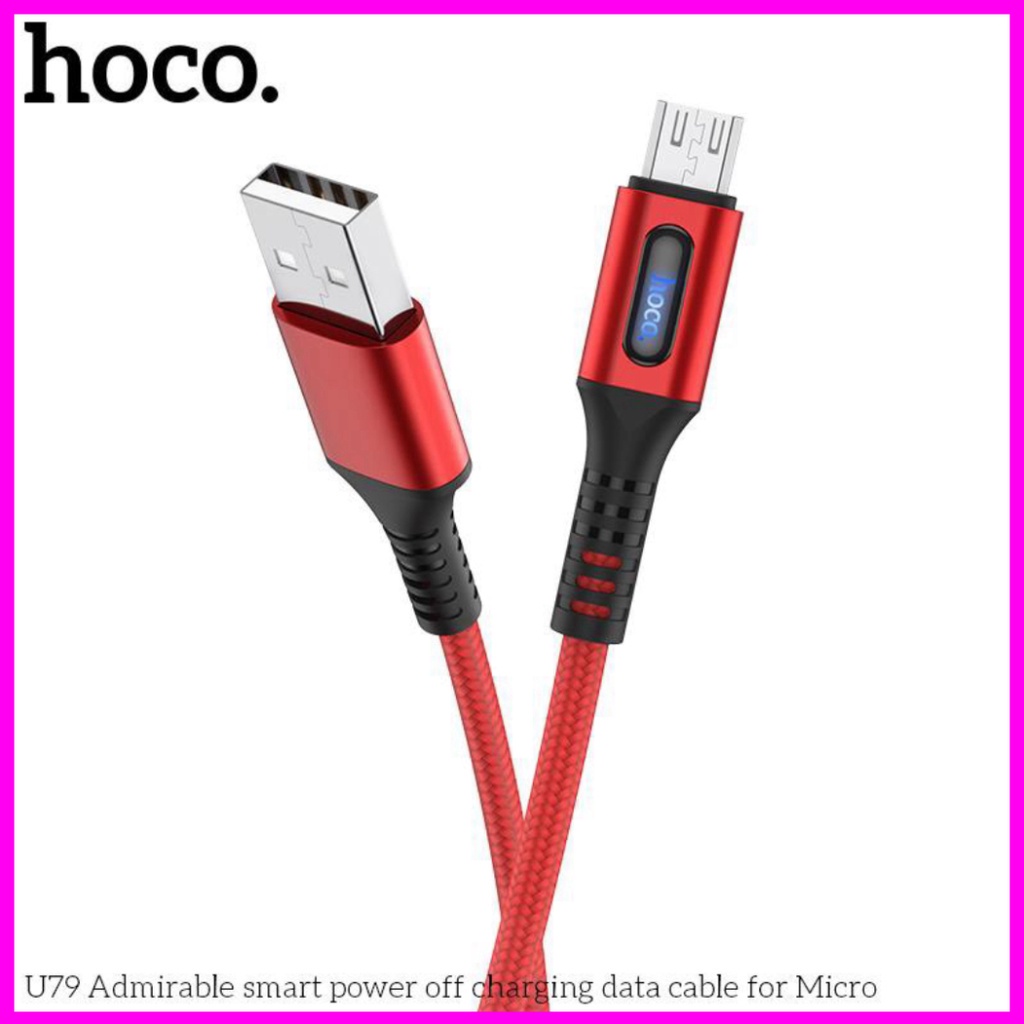 dây sạc tự ngắt thông minh hoco u79 cho ip/micro usb/type c,chiều dài 1m bảo hành 1 năm