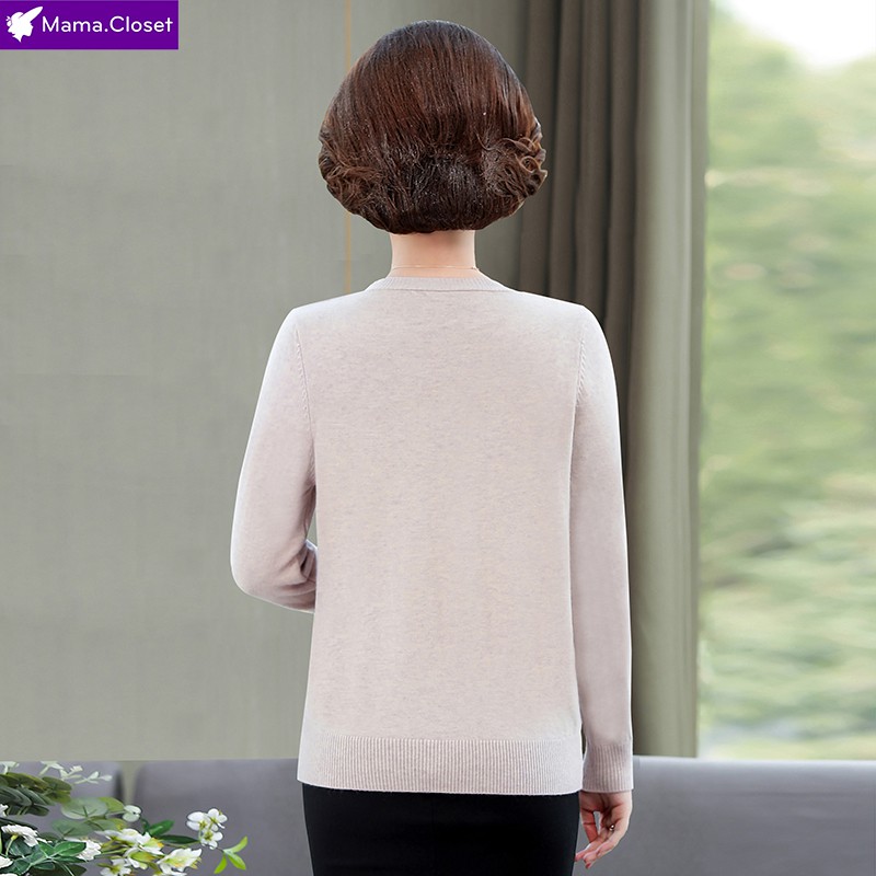 #HH6001 ÁO LEN CỔ TRÒN, DÀI TAY ĐÍNH ĐÁ CHO PHỤ NỮ TRUNG NIÊN HÀNG HOT QUẢNG CHÂU 2021 | BigBuy360 - bigbuy360.vn