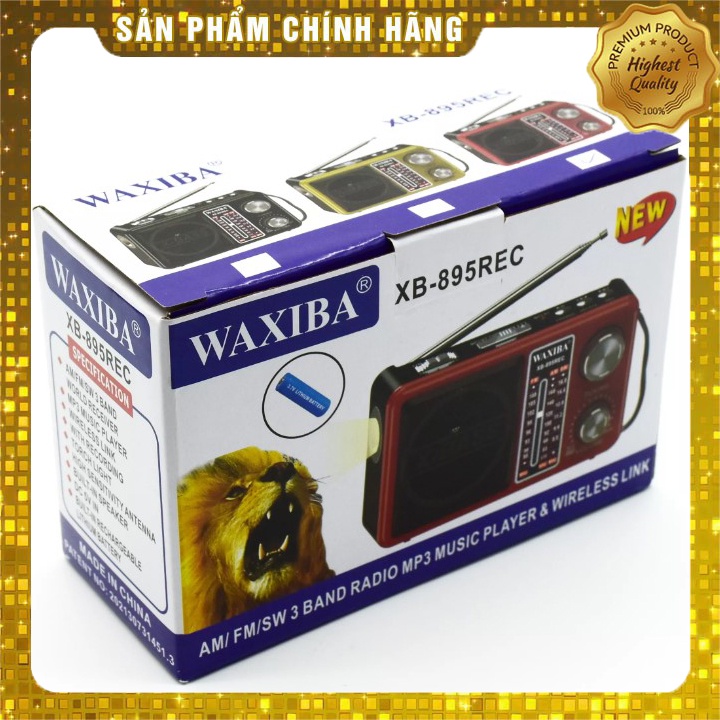 Máy Nghe Nhạc Kiêm Đài Radio Waxiba XB-895REC Tích Hợp Đèn Pin Hỗ Trợ Thẻ Nhớ, USB ( Tặng Dây Sạc, Pin Sạc )