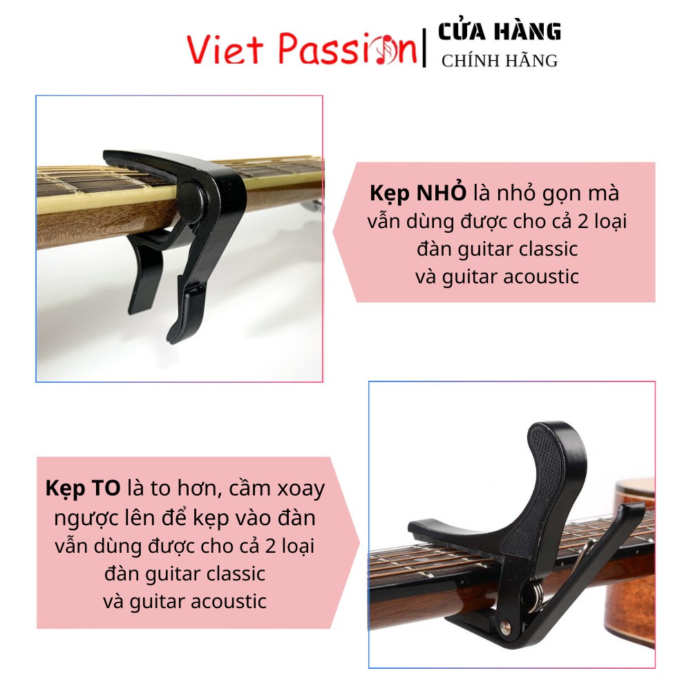 Kẹp capo guitar classic acoustic ukulele Kim Loại Viet Passion lên tông hạ tông dùng cho mọi loại đàn ghita