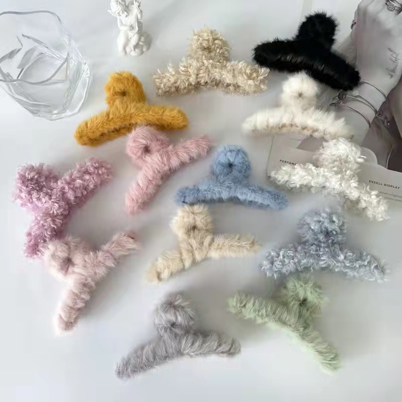 Kẹp Tóc Phủ Lông Lưng Phong Cách Hàn Quốc Đơn Giản Dành Cho Nữ
