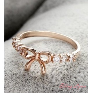 HL008-Korean jewelry simple women's rings, bow diamond rings