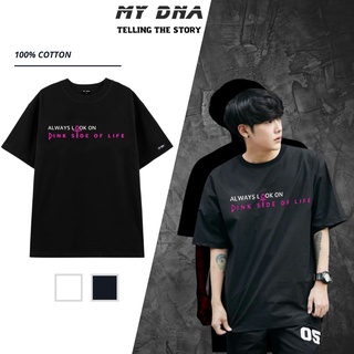 Áo phông áo thun tay lỡ form rộng unisex cotton local brand cặp đôi nam nữ cổ tròn màu đen basic tee MY DNA Pink 2022