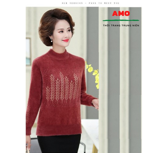 Áo len nữ trung niên cao cấp, len lua_hàng sẵn