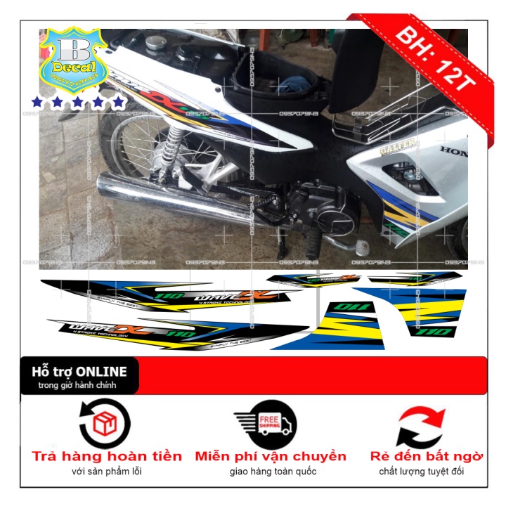 ( Quí khách vui lòng mang ra tiệm cho thợ dán ) Tem wave a 110 trắng 1899