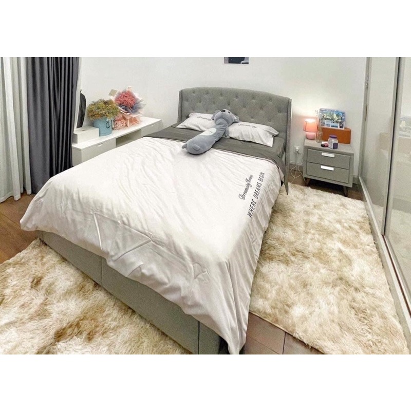 Bộ chăn ga gối cotton phi lụa Dreamcity nhập khẩu, bộ 4 món vỏ chăn ga và vỏ gối phi lụa cao cấp mềm mịn mát nhiều mầu