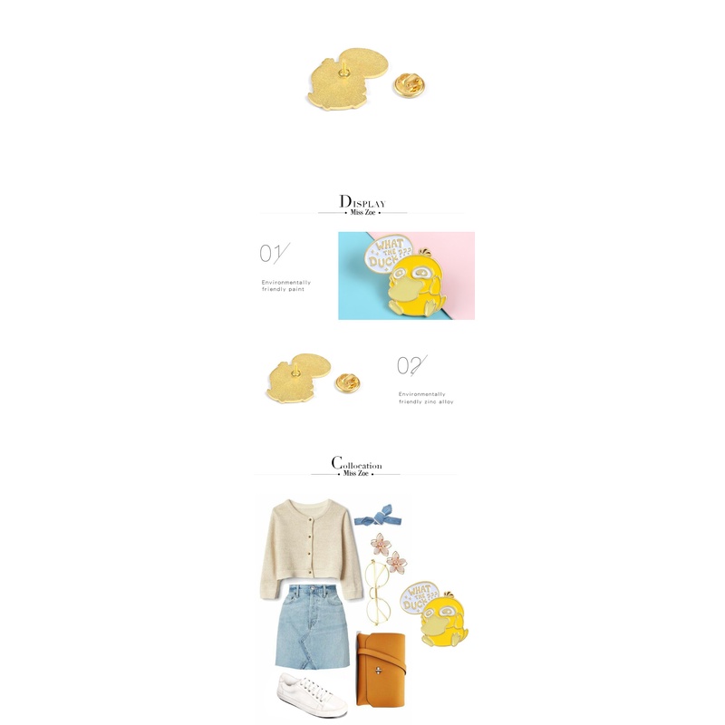 Ghim cài áo QIHE JEWELRY hình chú vịt nhỏ dễ thương vui nhộn