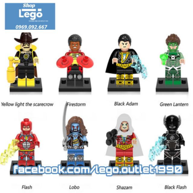 Xếp hình Flash & Shazam Green Lantern Fire Storm - Black Adam - Lobo - Scarecrow DC Comics Lego Minifigures Xinh X0153