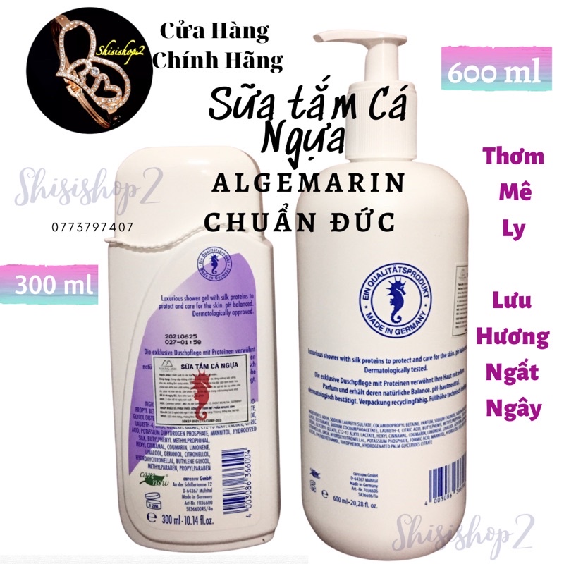 (4/2026))Sữa tắm CÁ NGỰA chuẩn Đức siêu thơm Algemarin 300mL-600mL