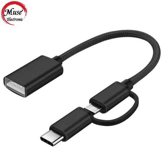 Dây Cáp Chuyển Đổi Dữ Liệu OTG Type-c Sang Usb 2 Trong 1 Cho Điện Thoại / Máy Tính Bảng