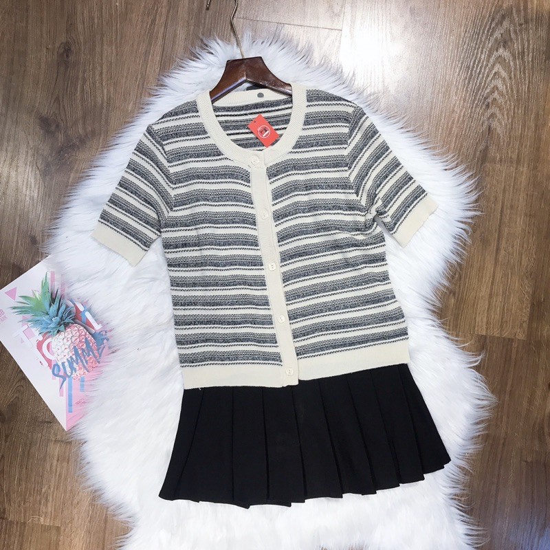 [ÁO CARDIGAN DỆT KIM] Cadigan Nữ Tay Ngắn, Áo Croptop Viền Nhũ Sang Chảnh_Đi Học Đi Làm Đều Xinh