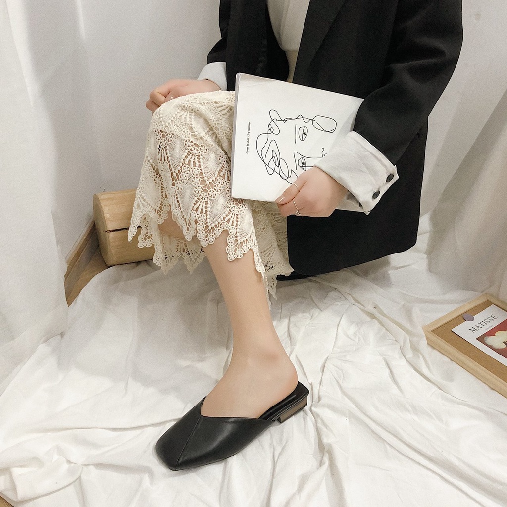 Giày Búp Bê Mũi Vuông Màu Sắc Nhã Nhặn Thanh Lịch Cho Nữ