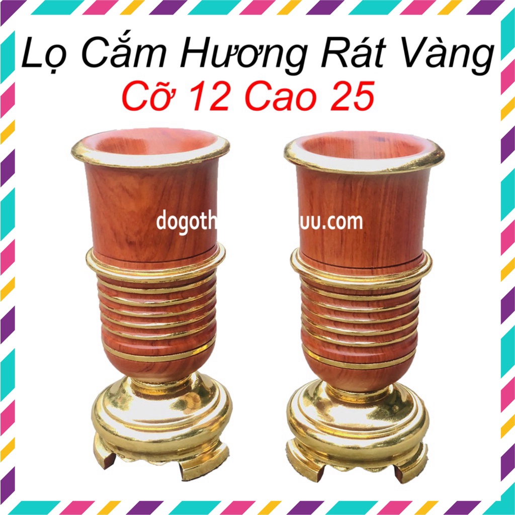 Đôi lọ ống đựng nhang gỗ hương rát vàng cao 25 cỡ 12cm