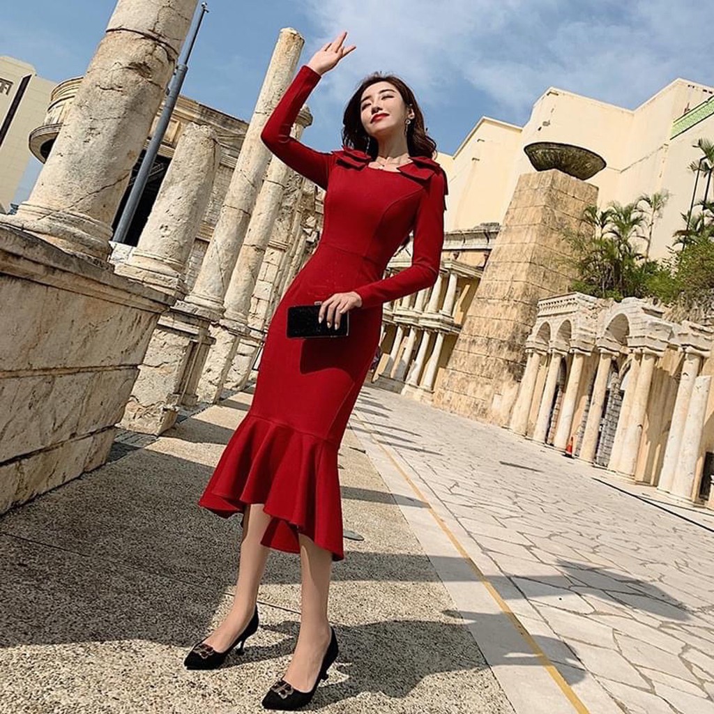 Đầm Nơ Vai Đuôi Cá T opshop